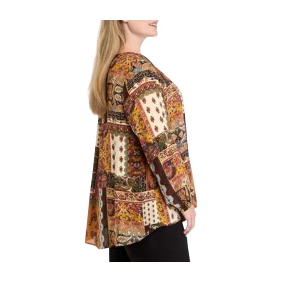 NWT Chelsea & Theodore Plus Size 3X Peasant Top Bandanna Paisley Boho print - Picture 2 of 14